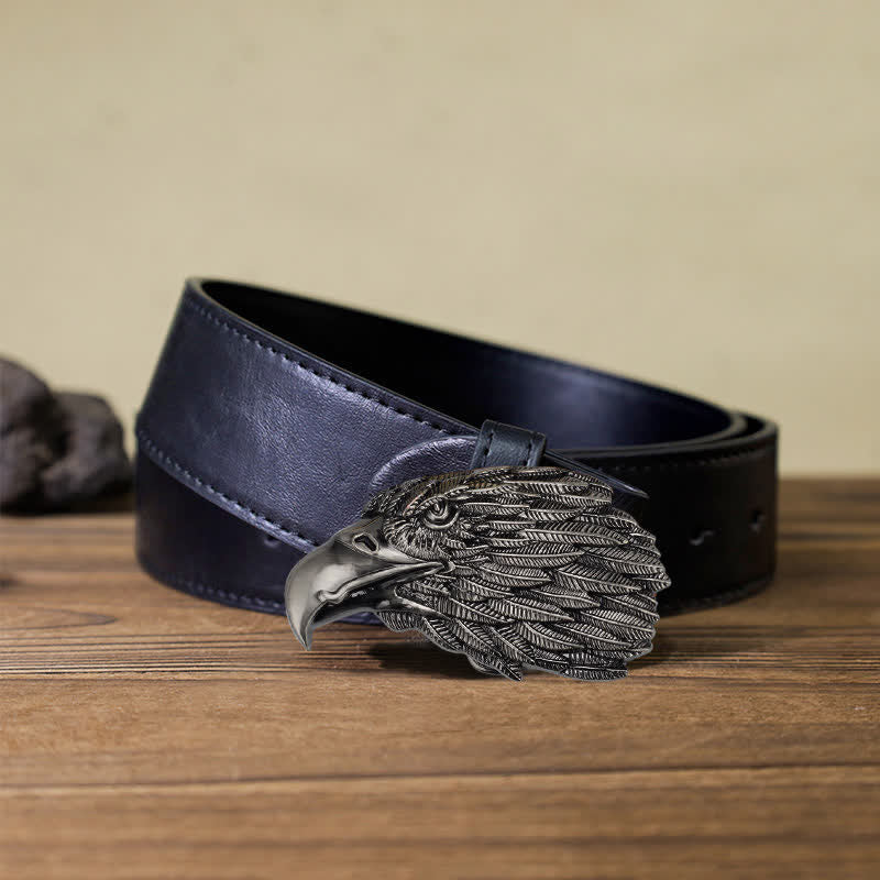 Men's DIY 3D Bald Eagle Head Buckle Leather Belt