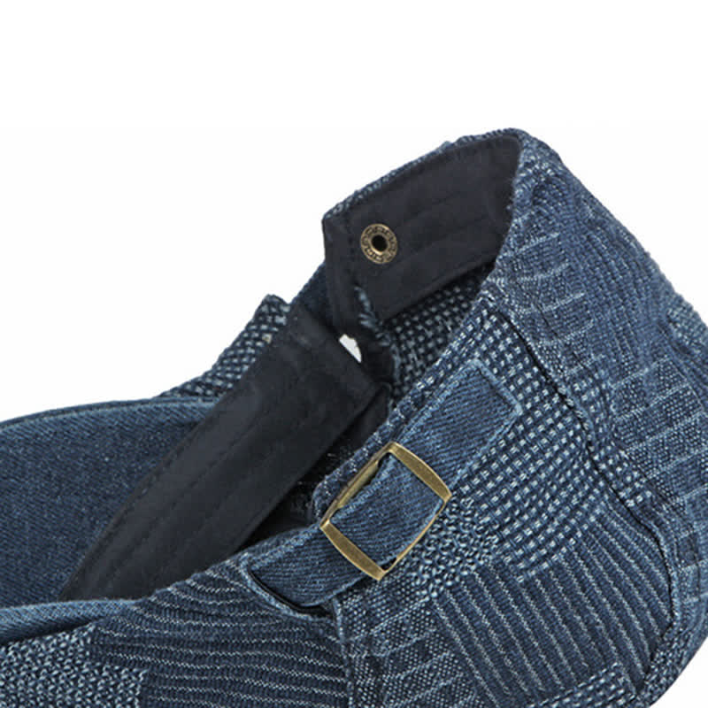 Personality Painter Washed Denim Beret Flat Cap - image 8