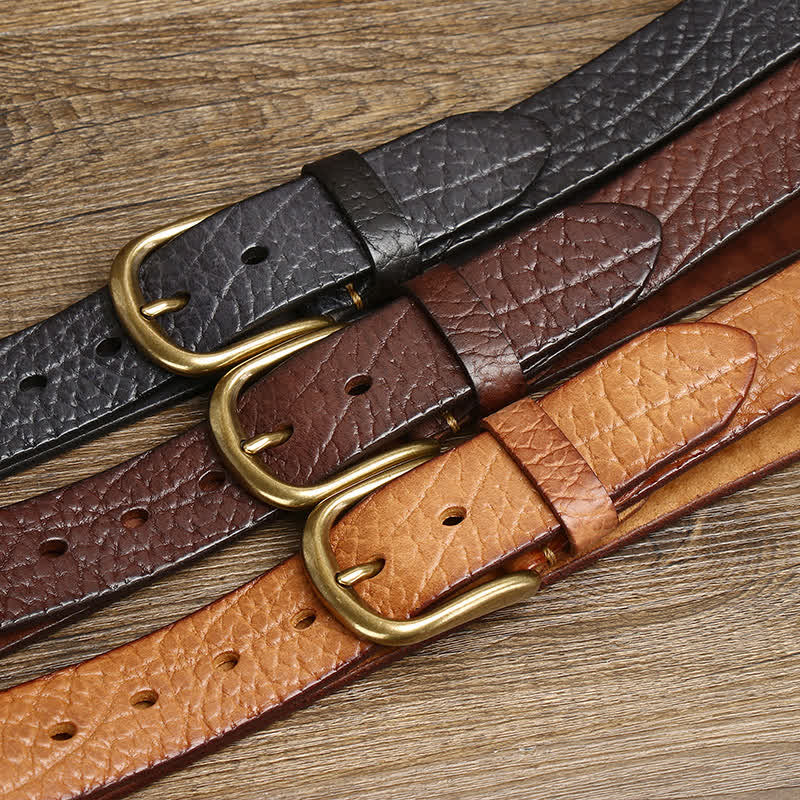 Men's Embossed Bison Skin Pattern Leather Belt