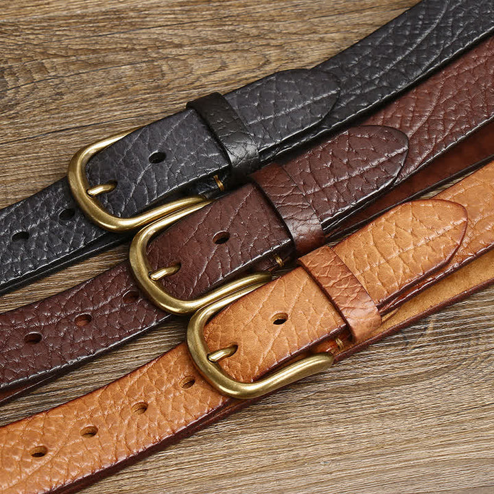 Men's Embossed Bison Skin Pattern Leather Belt