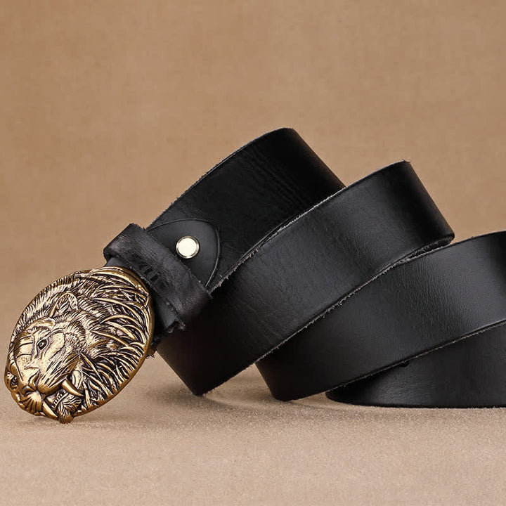 Men's Tiger Antique Plate Buckle Leather Belt