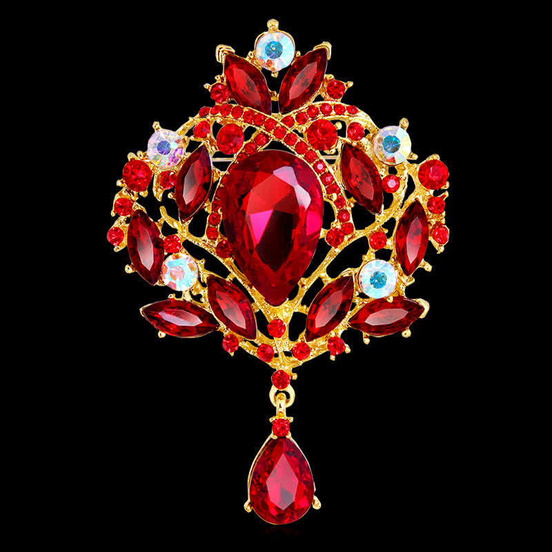 Women's Shiny Floral Bud Waterdrop Brooch