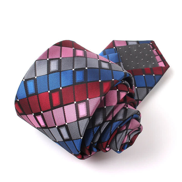 Men's Colorful Patch Square Checkered Necktie