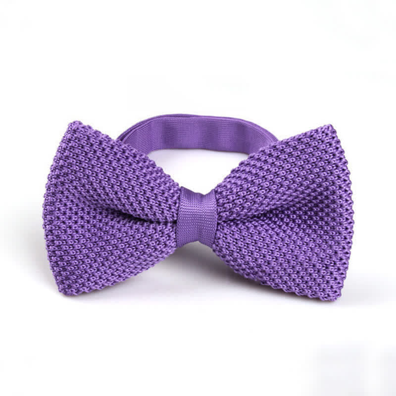 Men's Solid Color Double Layer Knitted Bow Tie