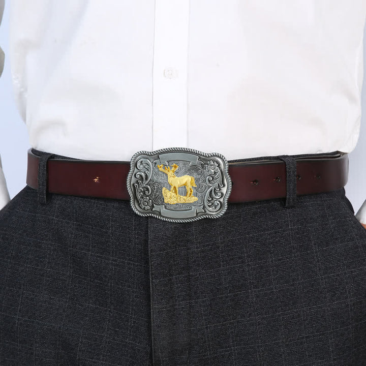Men's DIY Gold Carving Animal Buckle Leather Belt - image 29
