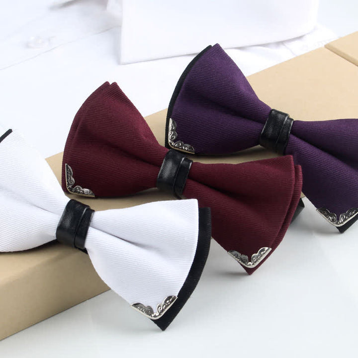 Men's Classy Metal Trim Gold Bow Tie