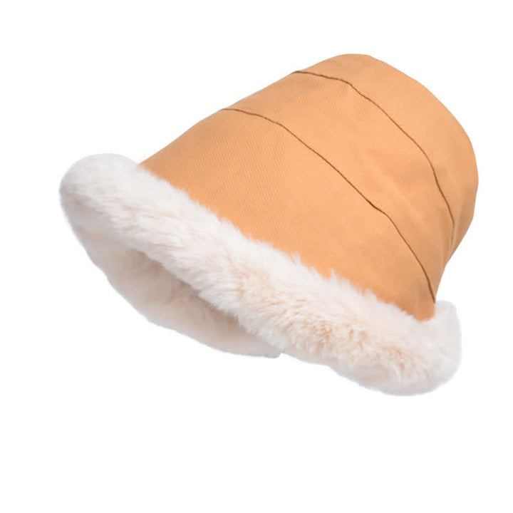 Women's Thickened Warm Plush Brim Bucket Hat