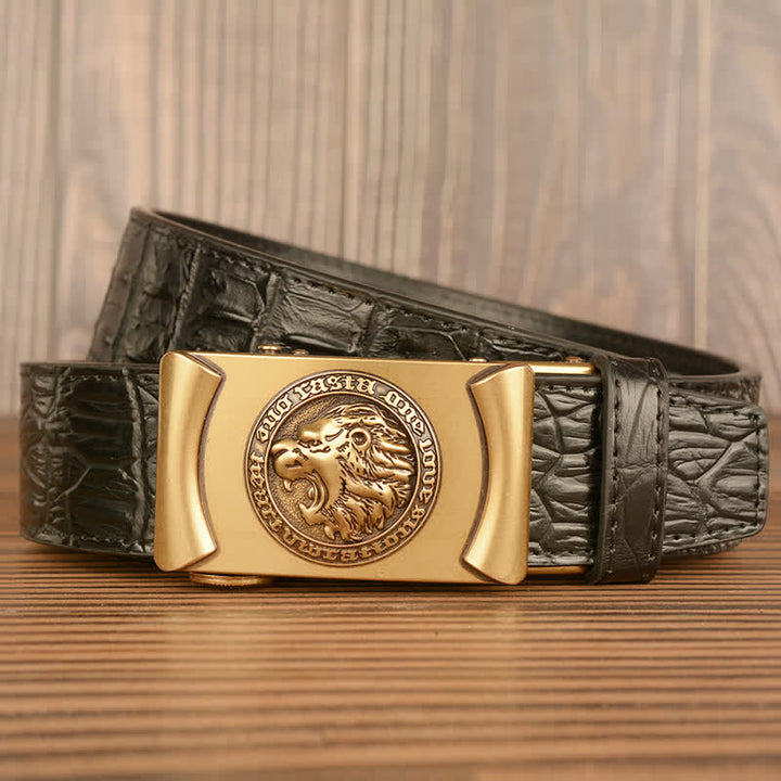 Men's Lion Head Alligator Pattern Leather Belt