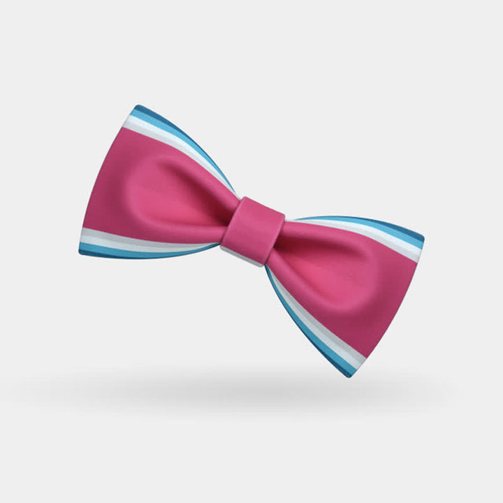 Men's Pink & Green Stripe Bow Tie