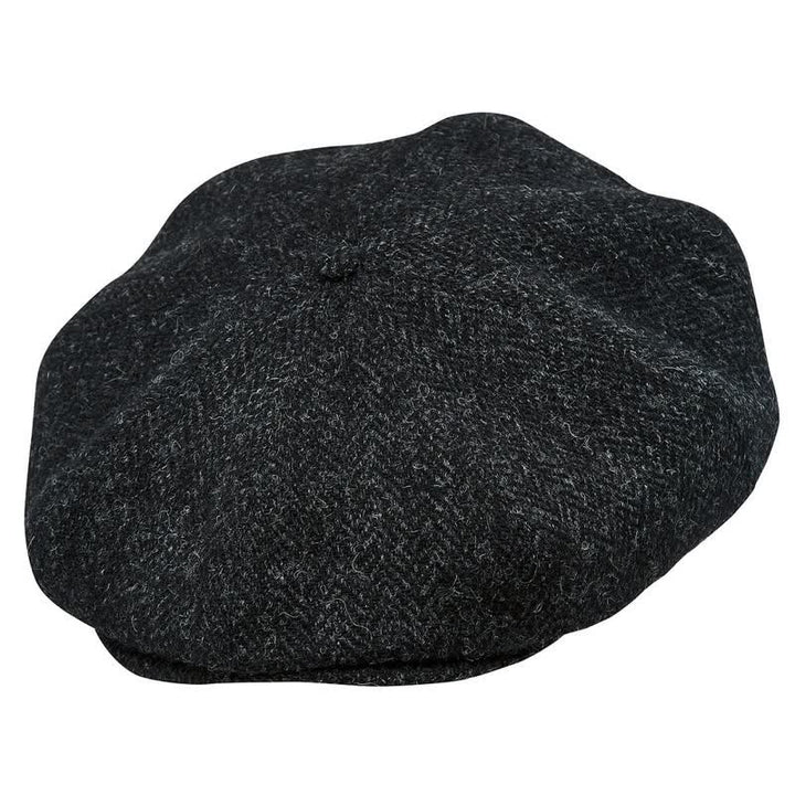 Classic Dark Gray Tweed Octagonal Beret Cap