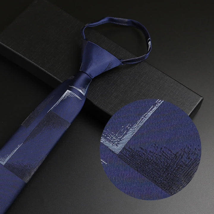 Men's Blue-Gray Zipper Tie Horizon Necktie