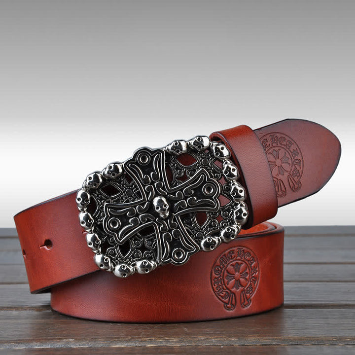 Men's Gothic Skull Plate Buckle Leather Belt