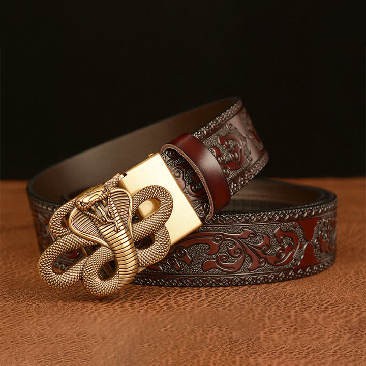 Men's Snake Medallion Buckle Leather Belt