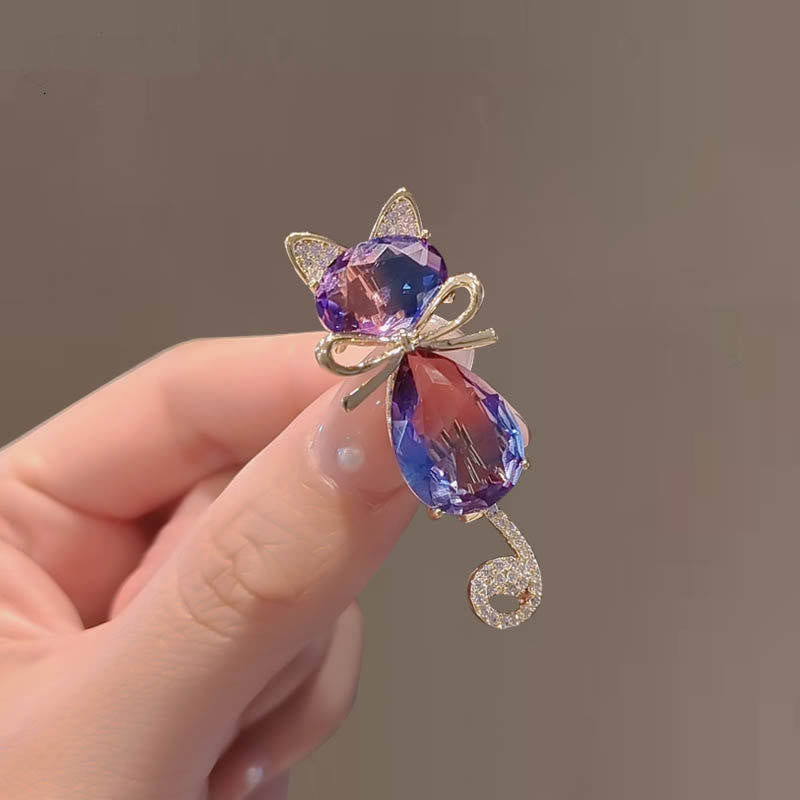 Women's Cute Kitty Rhinestone Brooch