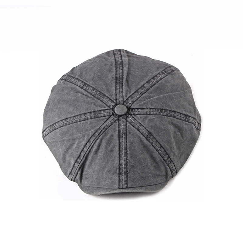 Casual Washed Aged Cotton Beret Cap