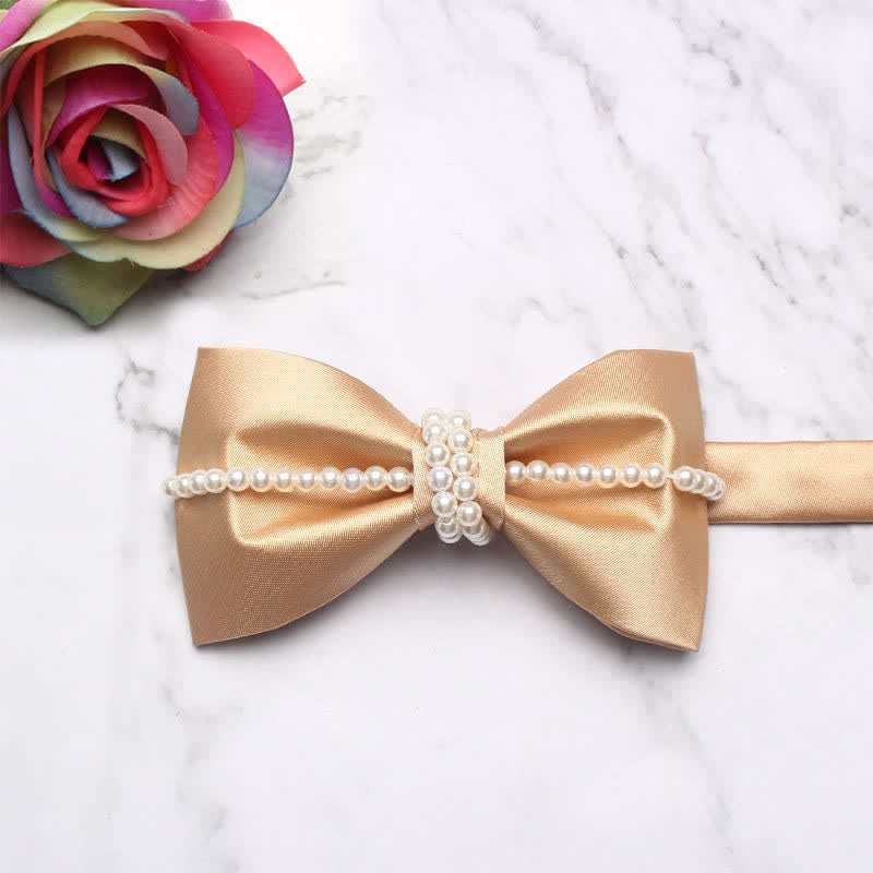 Men's Pearl Decor Chain Bow Tie