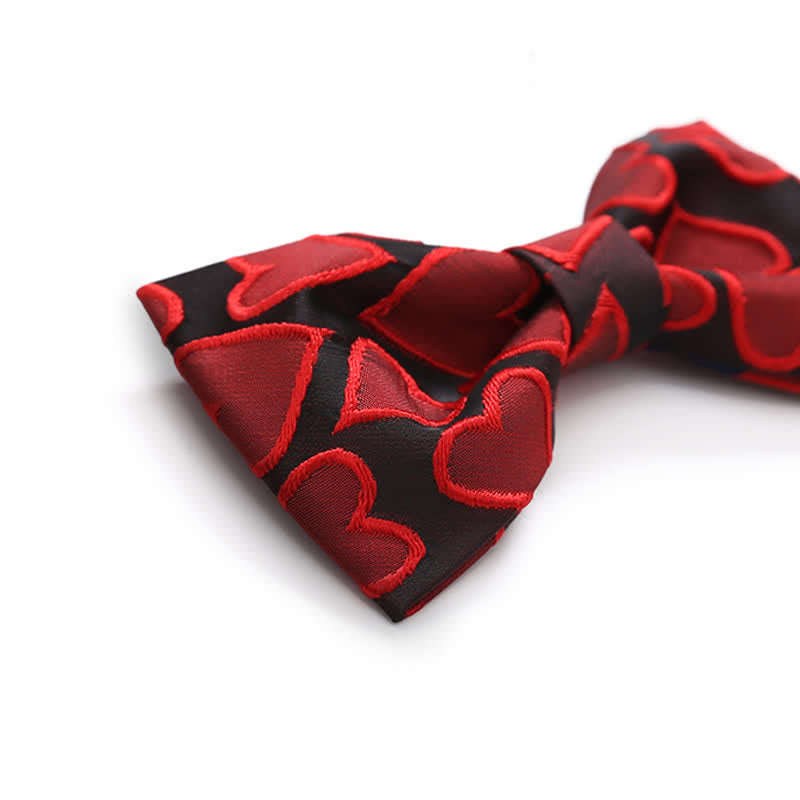 Men's Love Heart Embroidery Bow Tie