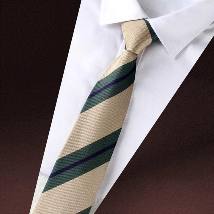 Men's Color Block Zipper Tie Wide Striped Necktie