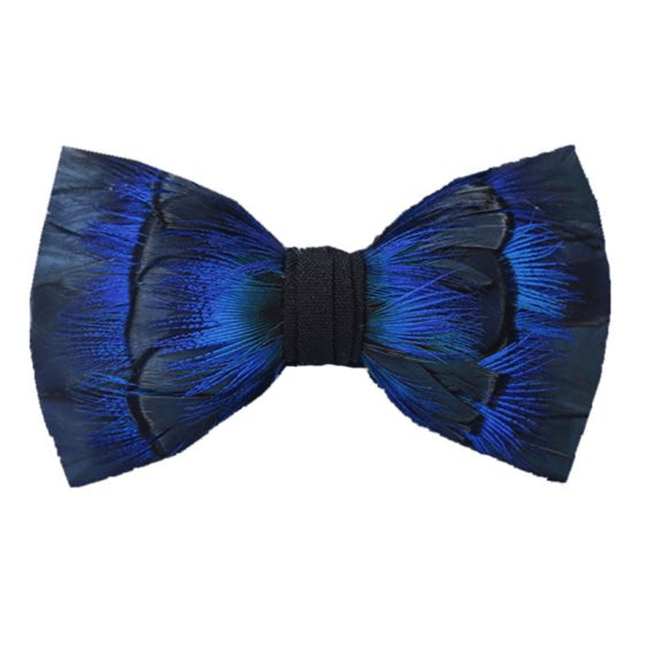 Quiet Midnight Blue Feather Bow Tie