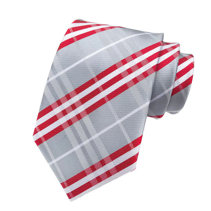 Men's Classic Scottish Plaid Necktie - Silver - image 4