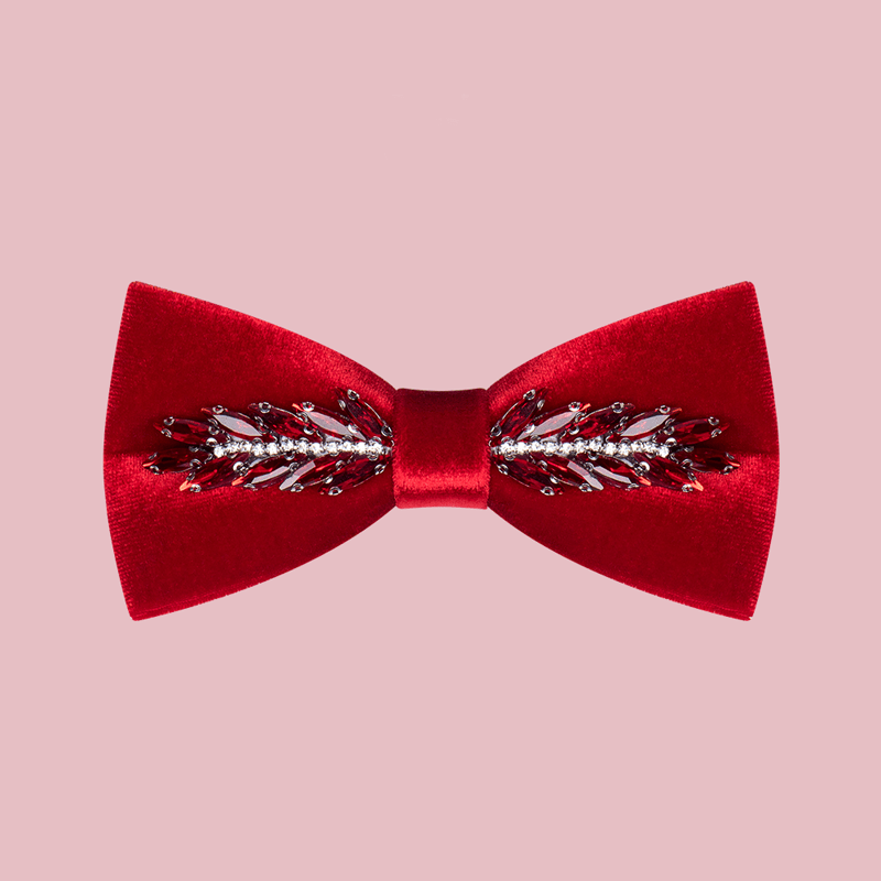 Men's Witty Crystal Velvet Bow Tie