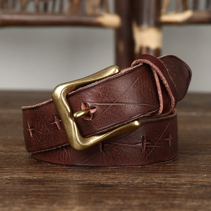 Men's Vintage Carving Crack Leather Belt