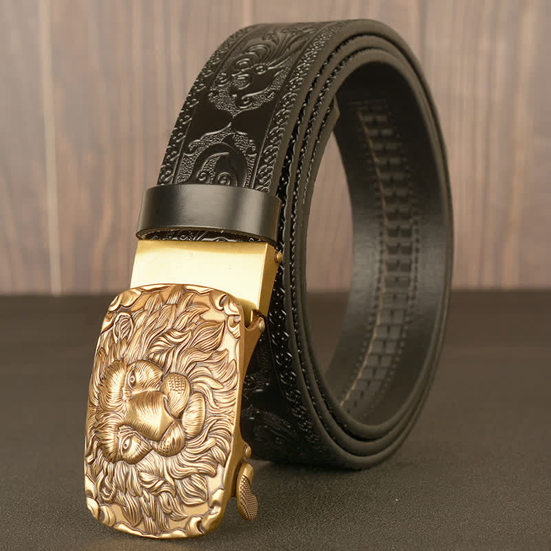 Men's Honor Male Lion Head Leather Belt