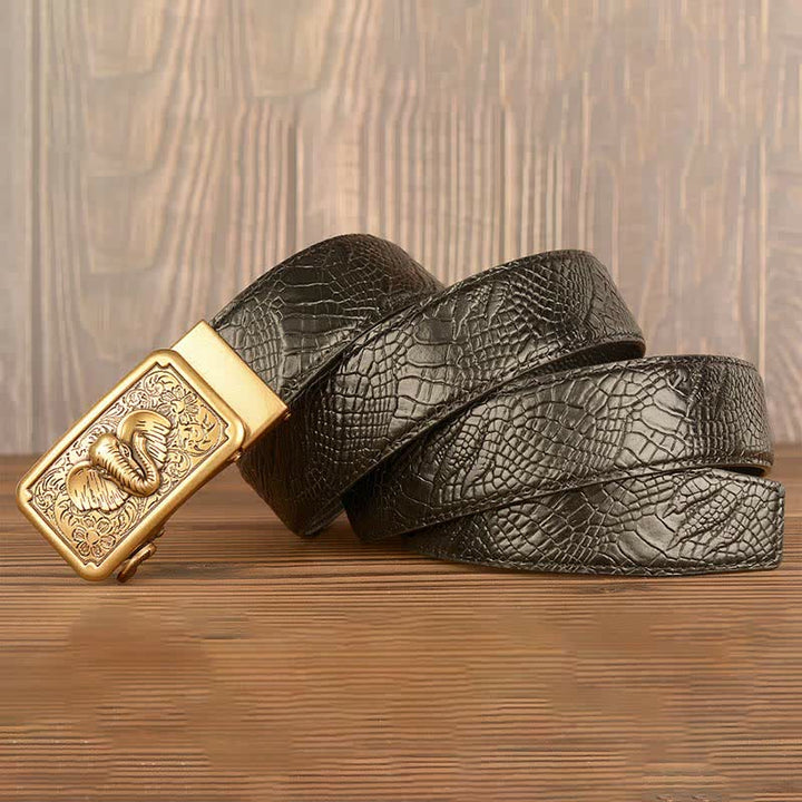 Men's Punk Elephant Alligator Pattern Leather Belt