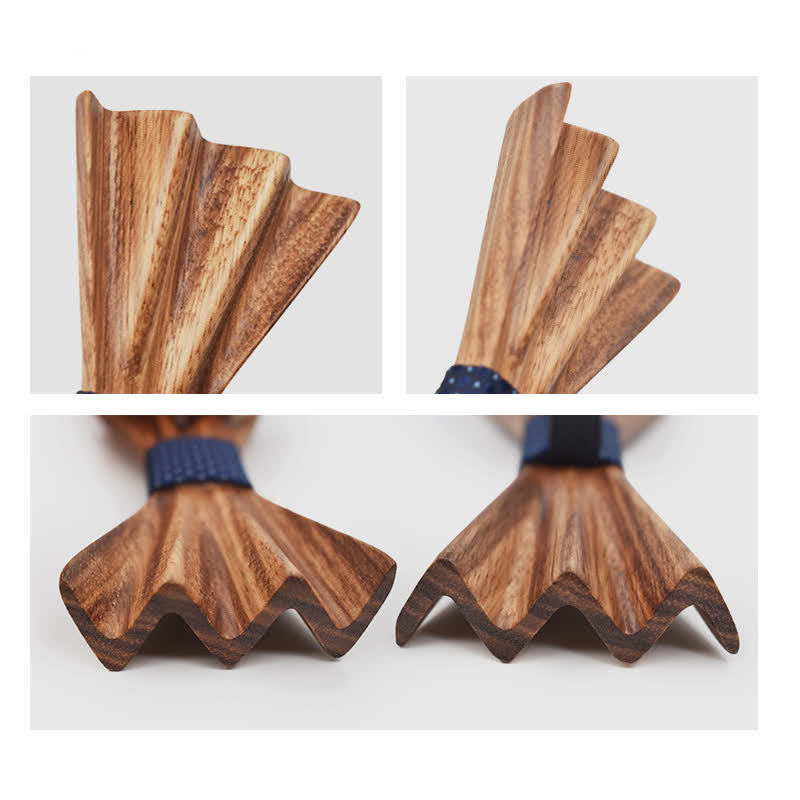 Men's Brown Stereo 3D Folded Wooden Bow Tie