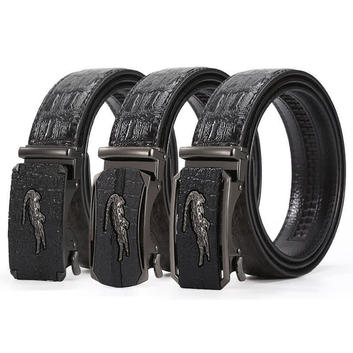 Men's Crocodile Relief Buckle Leather Belt