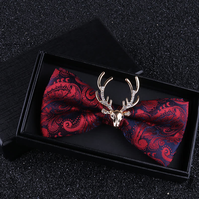 Men's Paisley Christmas Elk Head Decor Bow Tie - image 2