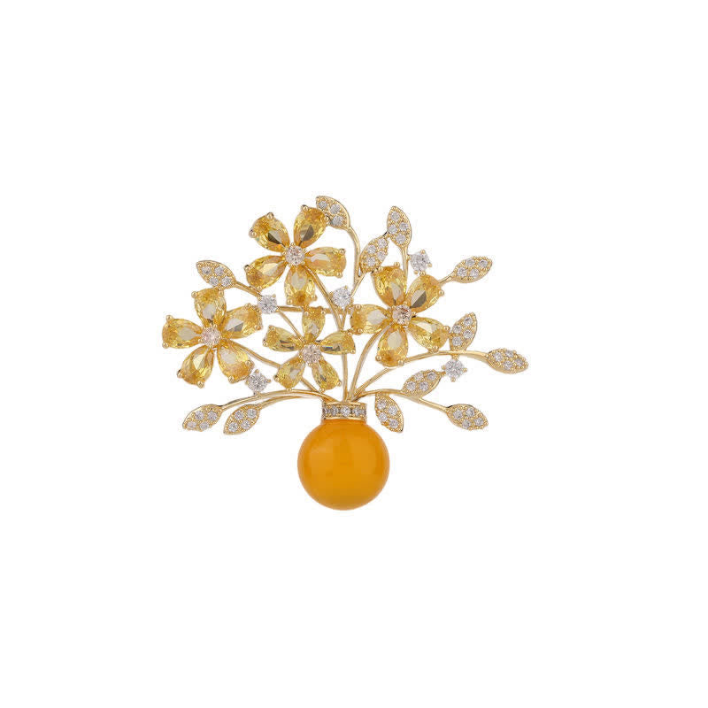 Women's Flower Bouquet Vase Brooch - image 3
