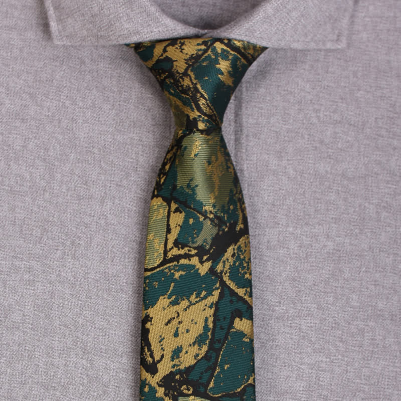 Men's Gold-green Abstract Graphic Necktie - image 1