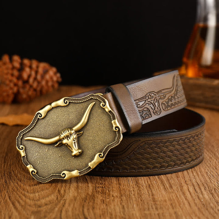 Men's Ancient Longhorn Bull Leather Belt