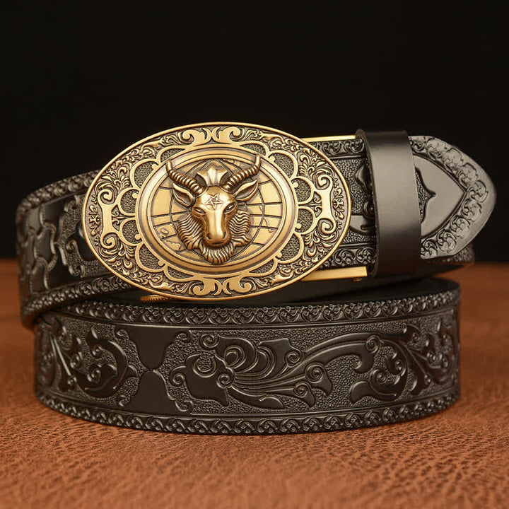 Men's Classical Sheep Head Buckle Leather Belt