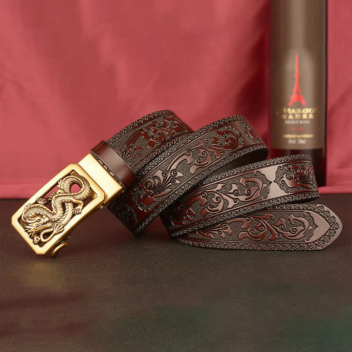 Men's Coiling Dragon Embossing Leather Belt