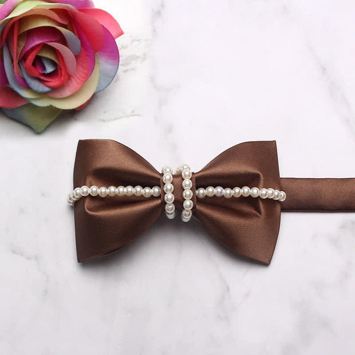 Men's Pearl Decor Chain Bow Tie