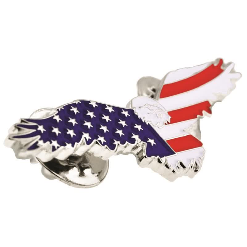 Men's Enamel American Flag Vulture Brooch