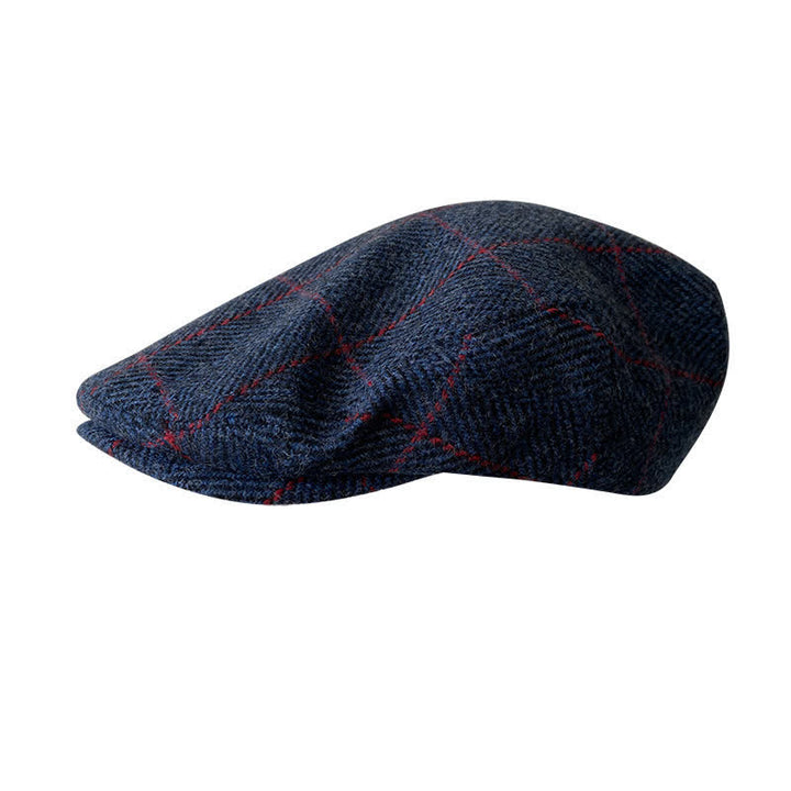 Countryside Dark Blue Red Plaid Beret Cap