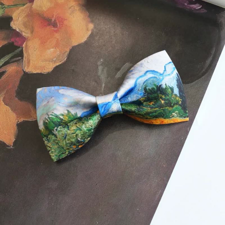 Men's Oil Painting Wheat Field Bow Tie