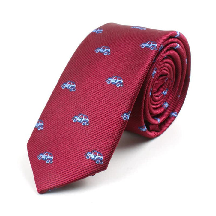 Men's Cute Cartoon Motifs Necktie - Red Car - image 20