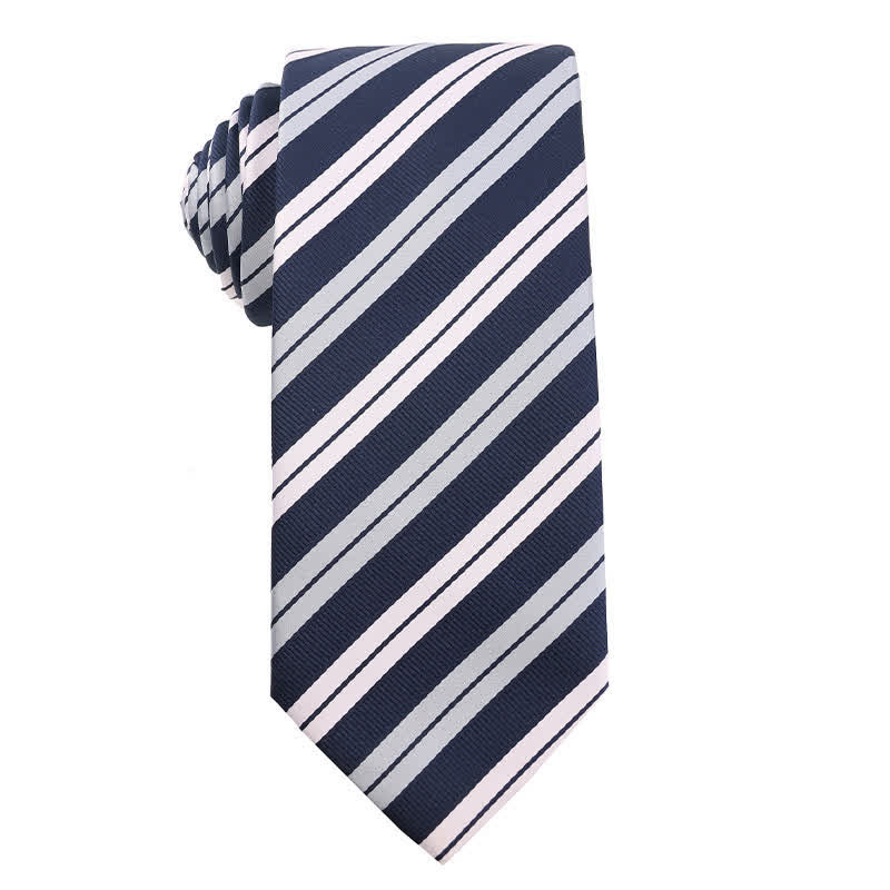 Men's Marine Blue Series Office Necktie - Double-stripe - image 9