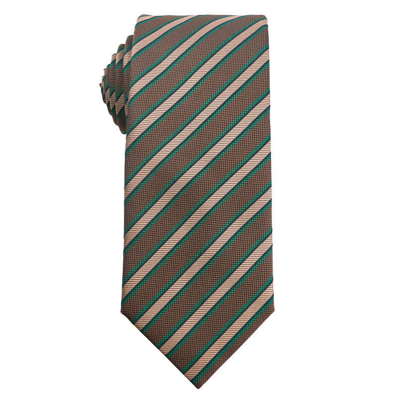 Men's Fresh Green & Yellow Series Necktie - Narrow Stripes - image 9