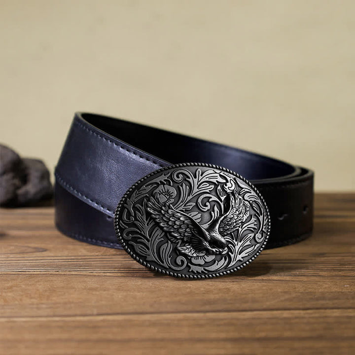 Men's DIY Animal Flying Eagle Buckle Leather Belt