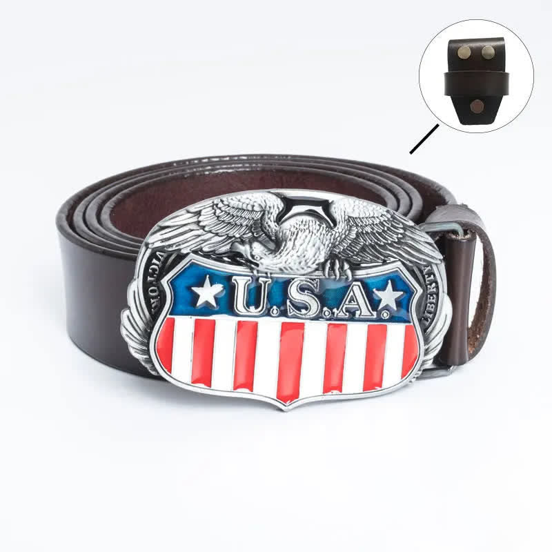 Men's Personality USA Flag Flying Eagle Leather Belt