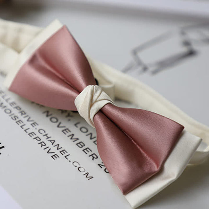 Men's Macaron Color & White Double-layer Bow Tie