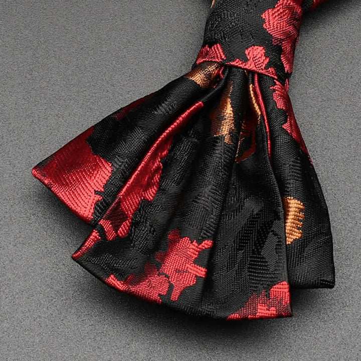 Men's Black & Red Falling Floral Bow Tie