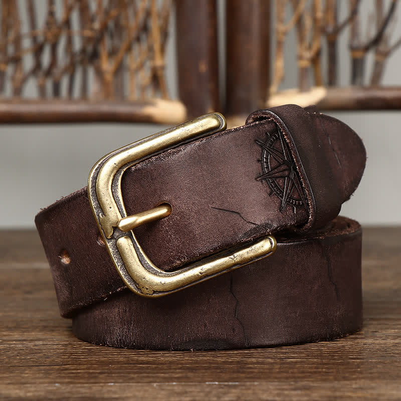 Men's Carving Crack Ship Anchor Leather Belt - image 4