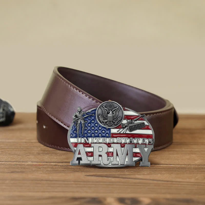 Men's DIY Military US Army Buckle Leather Belt