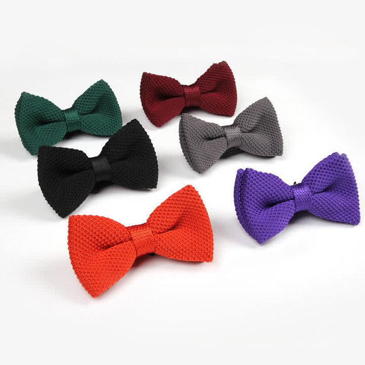 Men's Solid Color Double Layer Knitted Bow Tie